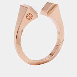 Pre Owned Hermes Crew De Forge Ring Size Gm/55/#15 18K Pink Gold