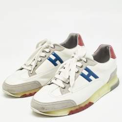 Hermes Multicolor Leather and Suede Trail Sneakers Size 43.5