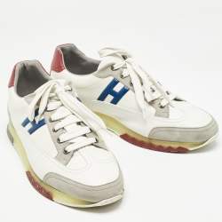 Hermes Multicolor Leather and Suede Trail Sneakers Size 43.5