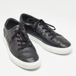 Hermes Black Leather Deep Lace Up Sneakers Size 44.5