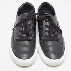 Hermes Black Leather Deep Lace Up Sneakers Size 44.5