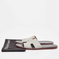 Hermes Grey Leather Izmir Sandals Size 42.5