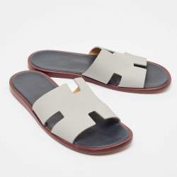 Hermes Grey Leather Izmir Sandals Size 42.5