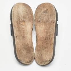 Hermes Navy Blue Leather Izmir Flat Slides Size 40