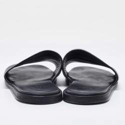 Hermes Black Leather Slides Size 42
