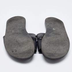 Hermes Black Leather Slides Size 42