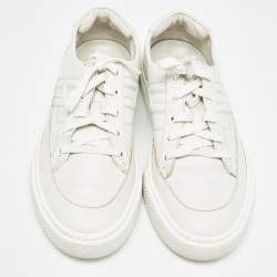 Hermes White Leather Deep Lace Up Sneakers Size 41
