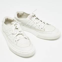 Hermes White Leather Deep Lace Up Sneakers Size 41