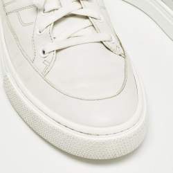 Hermes White Leather Deep Lace Up Sneakers Size 41
