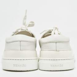 Hermes White Leather Deep Lace Up Sneakers Size 41
