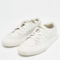 Hermes White Leather Deep Lace Up Sneakers Size 41