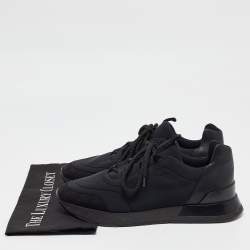 Hermes Black Nylon and Suede Buster Sneakers Size 41.5