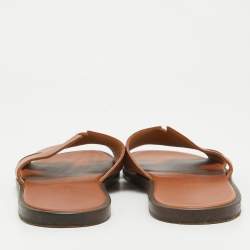 Hermes Brown Leather Izmir Sandals Size 43.5