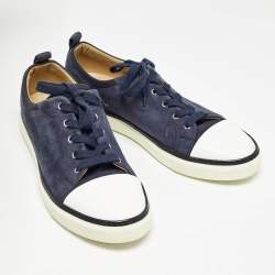 Hermes Navy Blue/White Leather and Suede Kin Mans Sneakers Size 45