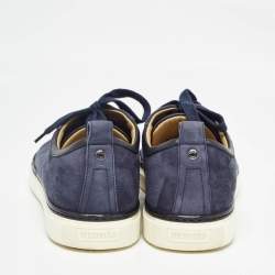 Hermes Navy Blue/White Leather and Suede Kin Mans Sneakers Size 45