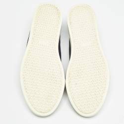 Hermes Navy Blue/White Leather and Suede Kin Mans Sneakers Size 45