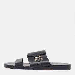 Hermes Black Leather Flats Size 42