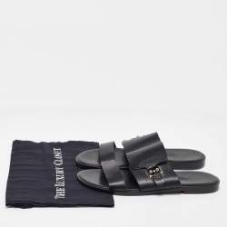 Hermes Black Leather Flats Size 42
