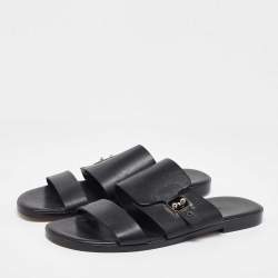 Hermes Black Leather Flats Size 42