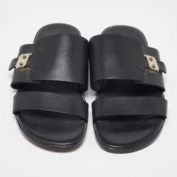 Hermes Black Leather Flats Size 42
