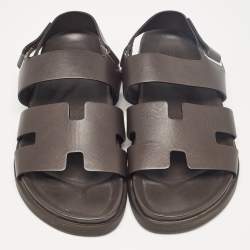 Hermes Brown Leather Takara Slide Slingback Sandals Size 43