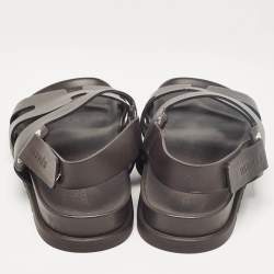 Hermes Brown Leather Takara Slide Slingback Sandals Size 43