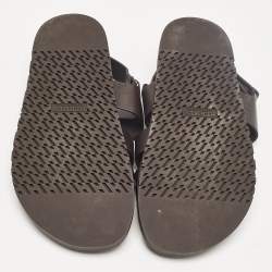 Hermes Brown Leather Takara Slide Slingback Sandals Size 43