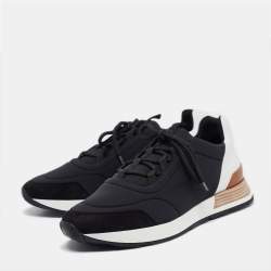 Hermes Black/White Neoprene and Leather Miles Sneakers Size 44