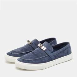 Hermes Navy Blue Suede Game Sneakers Size 44