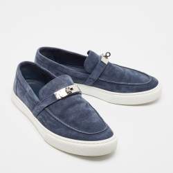 Hermes Navy Blue Suede Game Sneakers Size 44
