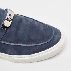 Hermes Navy Blue Suede Game Sneakers Size 44
