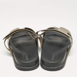 Pre Owned Hermes Brown Leather Chypre Sandals Size 46