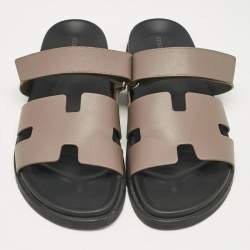 Pre Owned Hermes Brown Leather Chypre Sandals Size 46