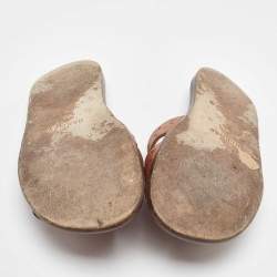 Hermes Brown Ostrich Leather Izmir Slippers Size 42