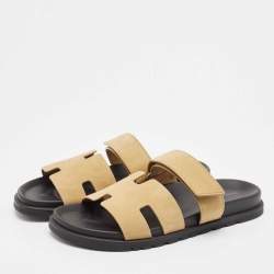 Hermes Beige Suede Chypre Sandals Size 42