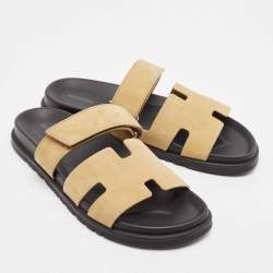 Hermes Beige Suede Chypre Sandals Size 42
