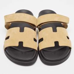Hermes Beige Suede Chypre Sandals Size 42