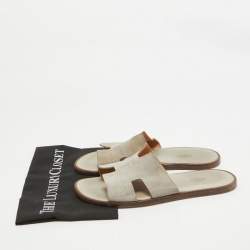 Hermes Grey Suede Izmir Slides Size 43.5