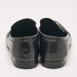 Pre Owned Hermes Black Leather Paris Slip On Loafers Size 44