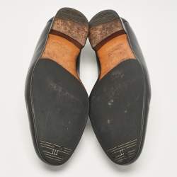 Pre Owned Hermes Black Leather Paris Slip On Loafers Size 44