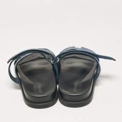 Hermes Dark Blue Suede Chypre Sandals Size 41.5