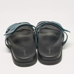 Hermes Blue Leather Chypre Sandals Size 44