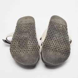 Hermes White/Black Canvas and Leather Chypre Sandals Size 42.5