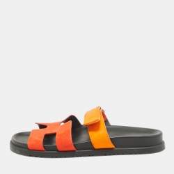 Hermes Orange Suede Chypre Sandals Size 41
