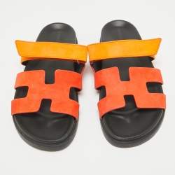 Hermes Orange Suede Chypre Sandals Size 41