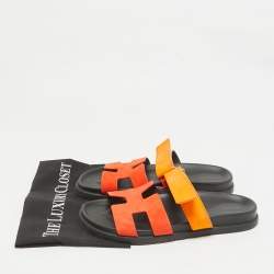 Hermes Orange Suede Chypre Sandals Size 41
