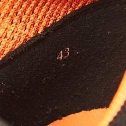 Pre Owned Hermes Black/White Knit Fabric and Leather Duel Sneakers Size 43