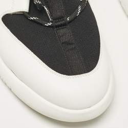 Pre Owned Hermes Black/White Knit Fabric and Leather Duel Sneakers Size 43