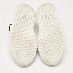 Pre Owned Hermes Black/White Knit Fabric and Leather Duel Sneakers Size 43