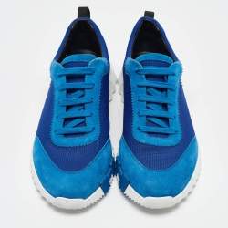 Hermes Blue Mesh and Suede Bouncing Sneakers Size 43
